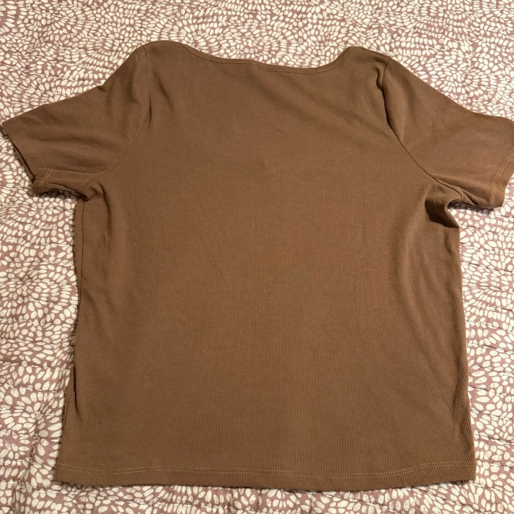 Cotton On Brown Short Sleeve Scoop Neck Top - Picture 3 of 4